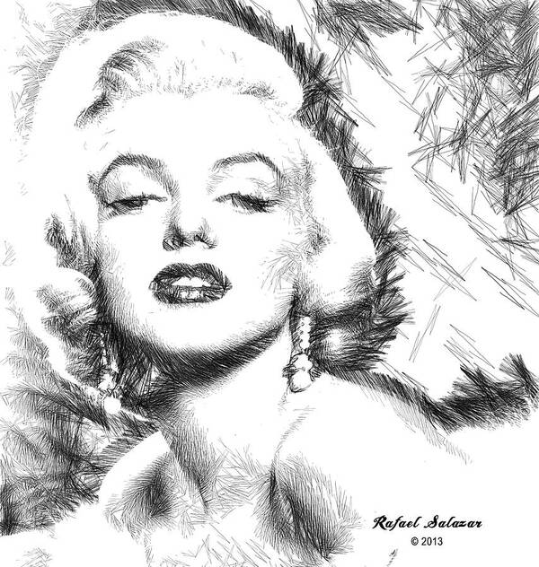Marilyn Monroe Art Print featuring the digital art Marilyn Monroe - The One and Only by Rafael Salazar