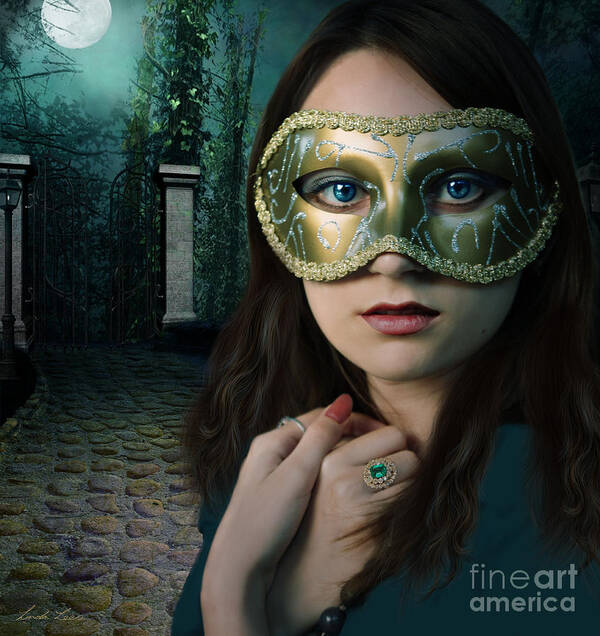  Girl Art Print featuring the digital art Moonlight Rendezvous by Linda Lees
