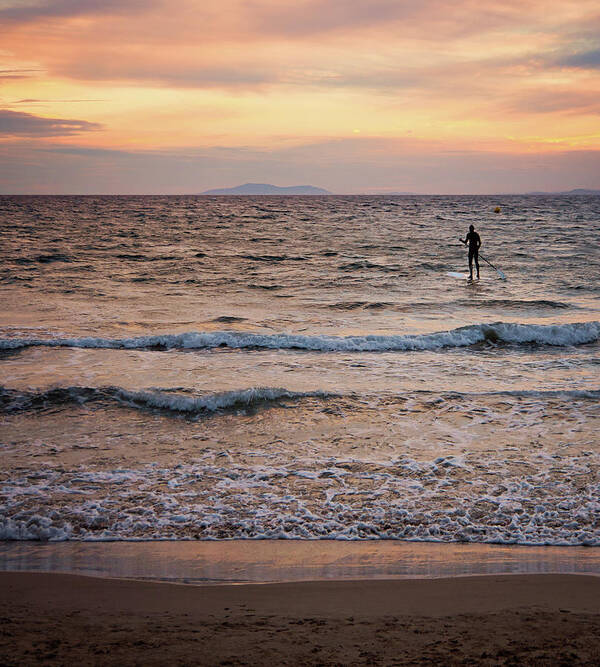 Water's Edge Art Print featuring the photograph Paddle Boarding by Michelle Mcmahon