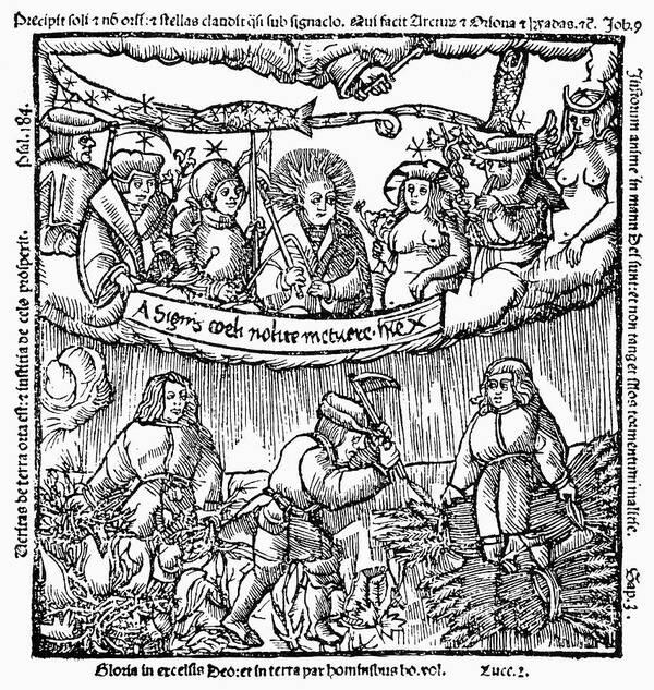 1524 Art Print featuring the painting Planets And Farmers, 1524 by Granger