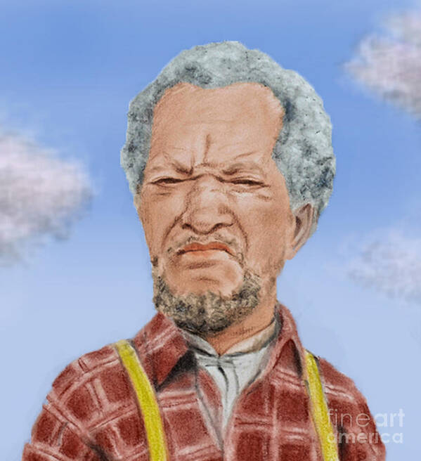 The Cast Of Sanford And Son Art Print featuring the digital art Redd Foxx as Fred Sanford by Jim Fitzpatrick