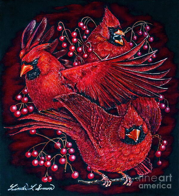  Linda Simon Art Print featuring the painting Reds by Linda Simon