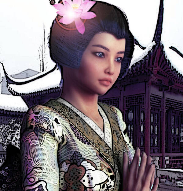 Saint Lucy Yi Zhenmei Art Print featuring the painting Saint Lucy Yi Zhenmei  Lotus of China by Suzanne Silvir