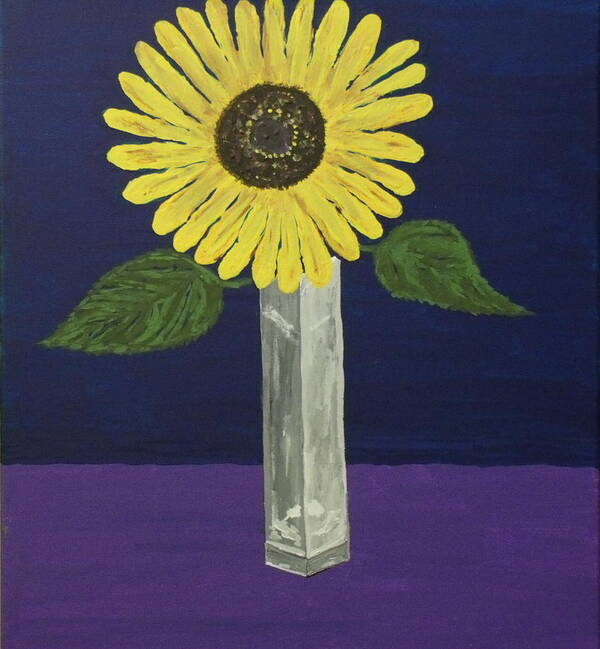 Still Life Art Print featuring the painting Sunflower in Square Vase by Daniel Nadeau