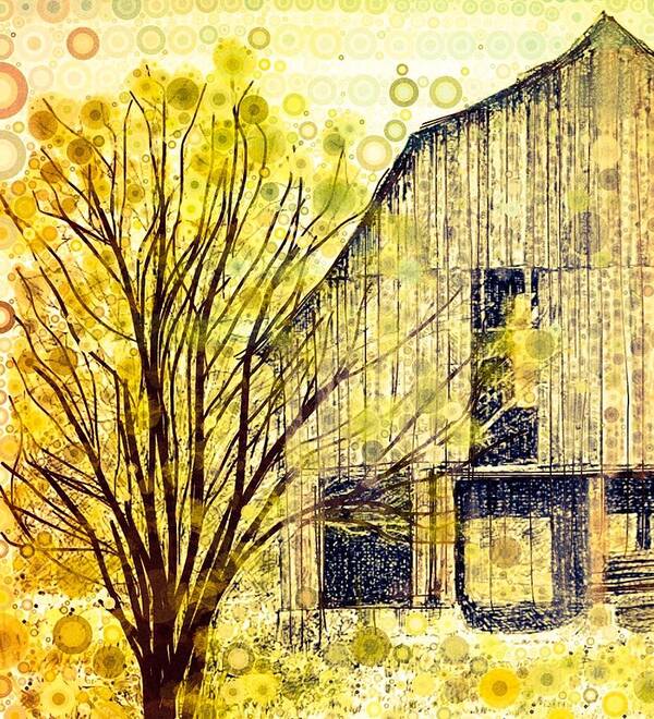 Old Barn In The Pasture Art Print featuring the digital art The Barn Where... by Steven Boland
