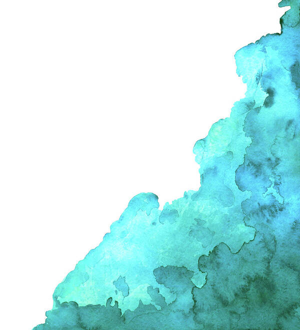 Underwater Art Print featuring the digital art Watercolor Blue Green Grunge Paint Stain by Color brush