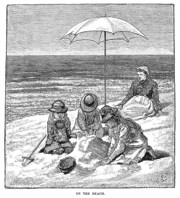 1879 Art Print featuring the photograph Beach Scene, 1879 #1 by Granger