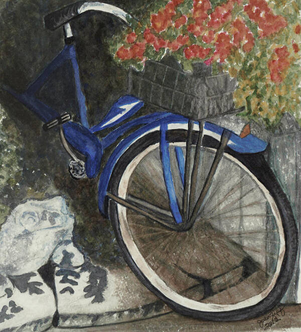 Bicycle Art Print featuring the painting Back Door at Brick Street Cafe by Joan Zepf