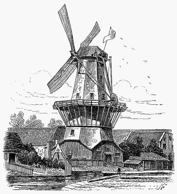 1878 Art Print featuring the photograph Holland: Windmill, 1878 by Granger