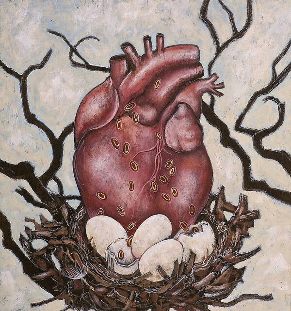 Heart Art Print featuring the painting The Nest of My Heart by Sheri Howe