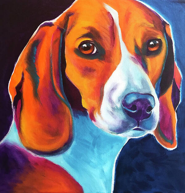 Pet Portrait Art Print featuring the painting Beagle - Lucille by Dawg Painter