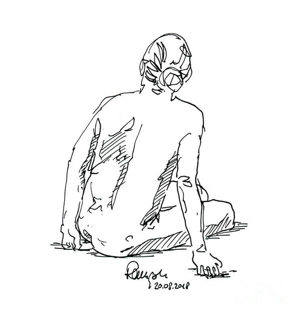 Man Sitting Pose Line Art Illustration Stock Illustration - Download Image  Now - Sketch, Standing, Young Men - iStock