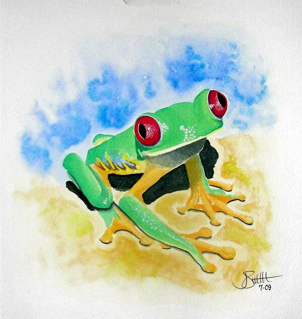 Amphibian Art Print featuring the painting Red Eyed Tree Frog #1 by Jimmy Smith