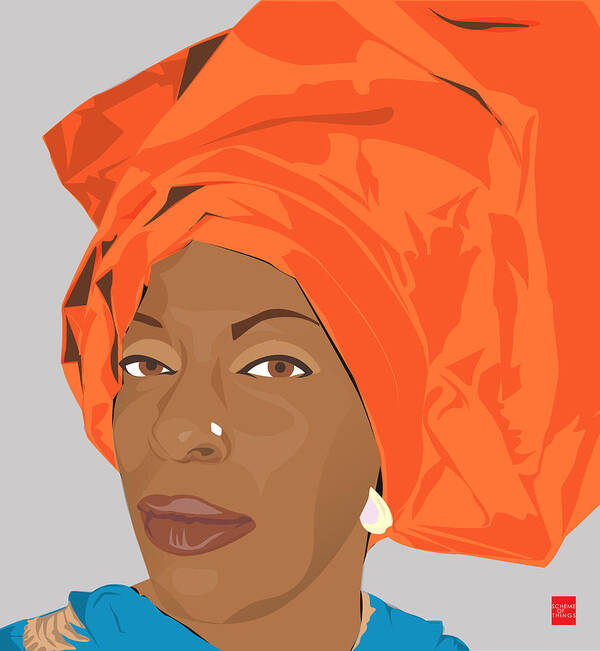 Orange Art Print featuring the digital art Aidah Fatimaa Rauf by Scheme Of Things Graphics