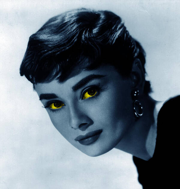 Audrey Hepburn Art Print featuring the photograph Audrey in blue by Emme Pons