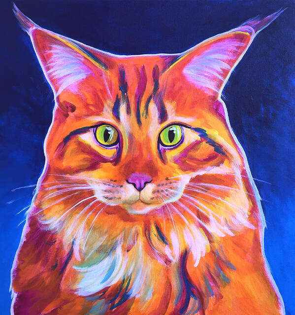Maine Coon Art Print featuring the painting Cat - Cosmo by Dawg Painter