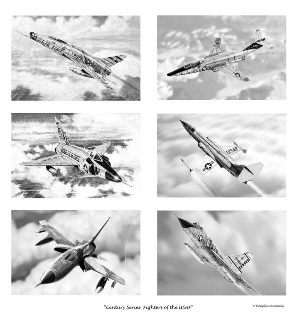 Military Art Print featuring the drawing Century Series Drawings by Douglas Castleman