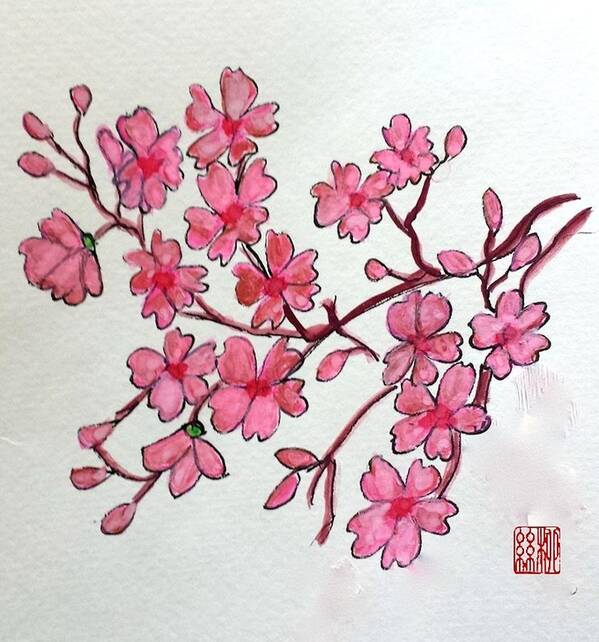Spink Flowers Art Print featuring the painting Cherry Blossom by Margaret Welsh Willowsilk
