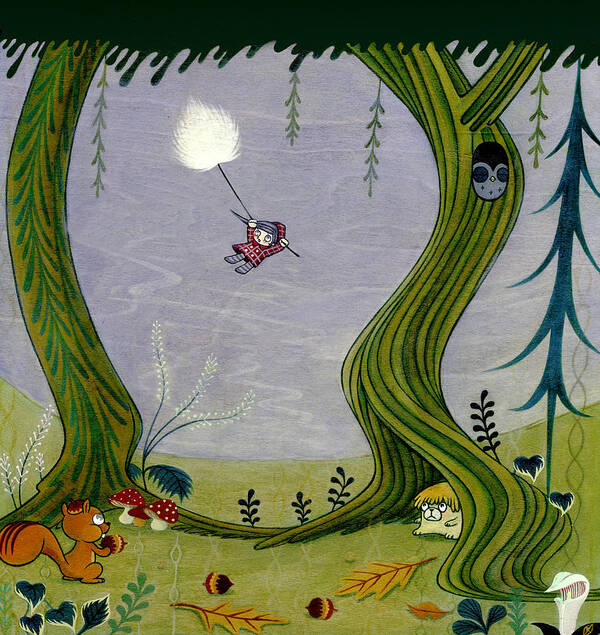 Dream Art Print featuring the painting Cotton Grass Flight by Kaori Hamura Long