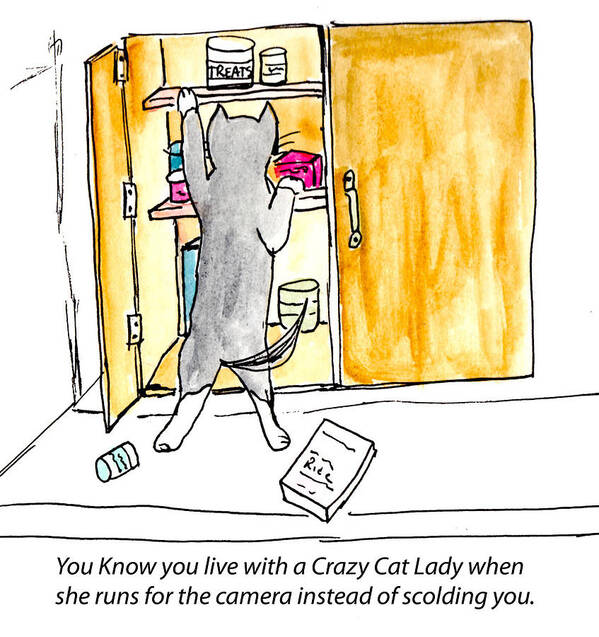 Cats Art Print featuring the painting Crazy Cat Lady 001 by Lou Belcher