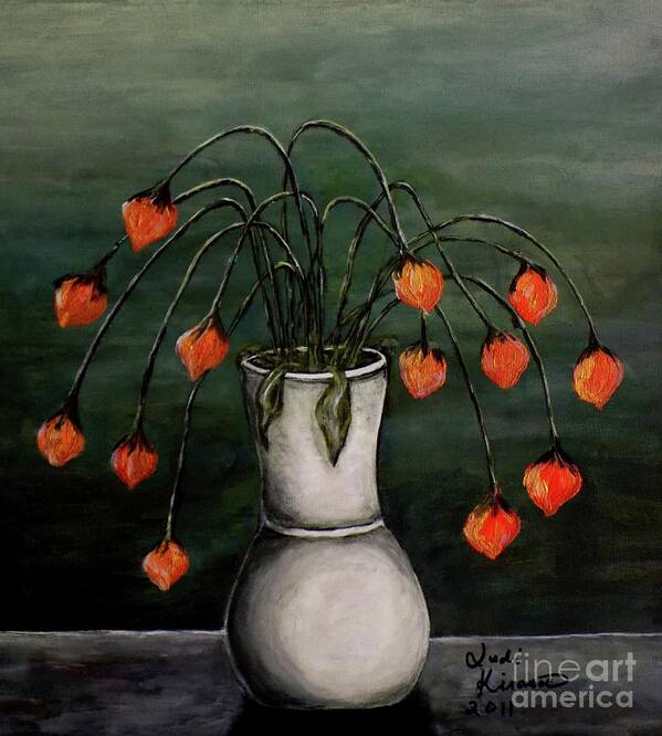 Flowers Art Print featuring the painting Crazy Red Flowers by Judy Kirouac