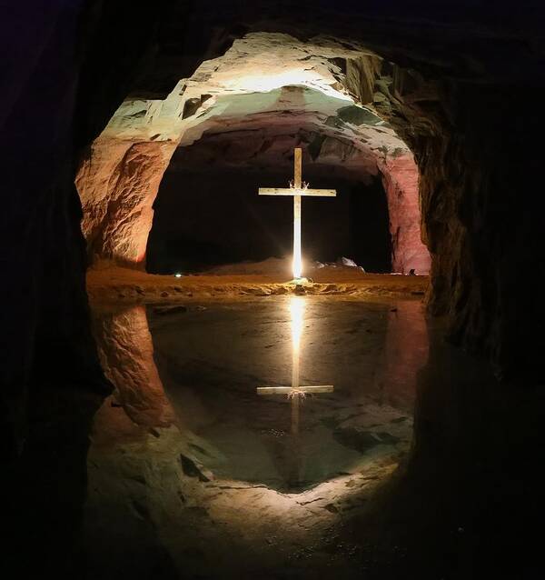 Calvary Art Print featuring the photograph Cross in a Cave by Kevin Craft