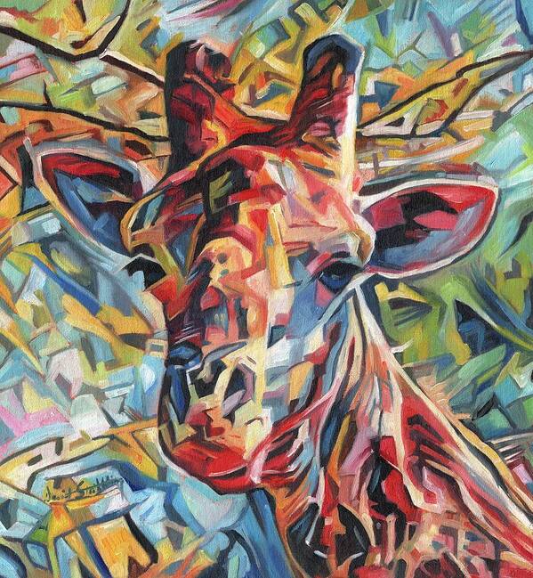 Giraffe Art Print featuring the painting Dreamcoat Giraffe by David Stribbling