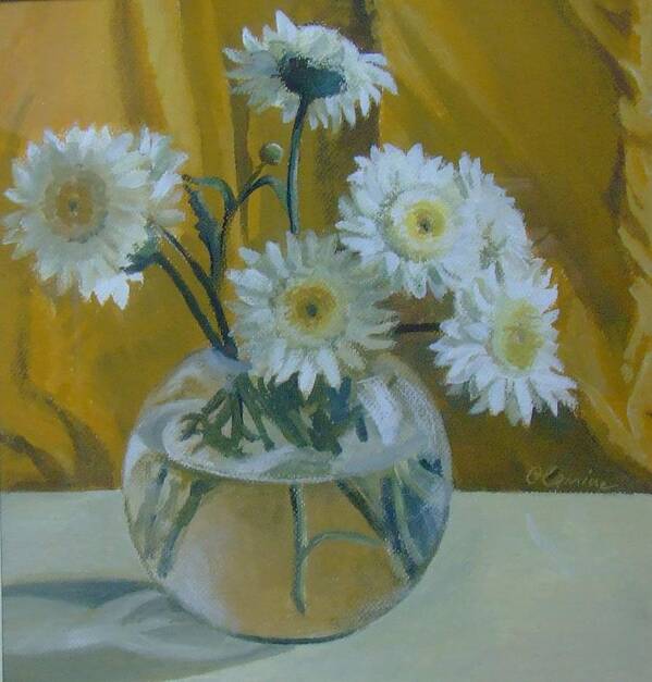 Still Life Art Print featuring the painting Flowers by Elena Oleniuc