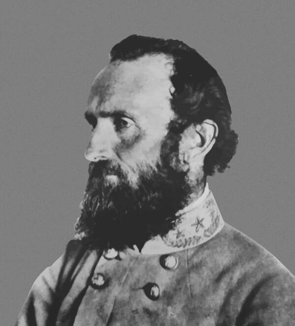 Stonewall Jackson Art Print featuring the painting General Stonewall Jackson Profile by War Is Hell Store