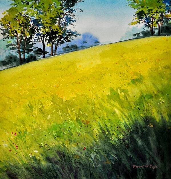 Landscape Art Print featuring the painting Grassy Hill Side by Robert W Cook 