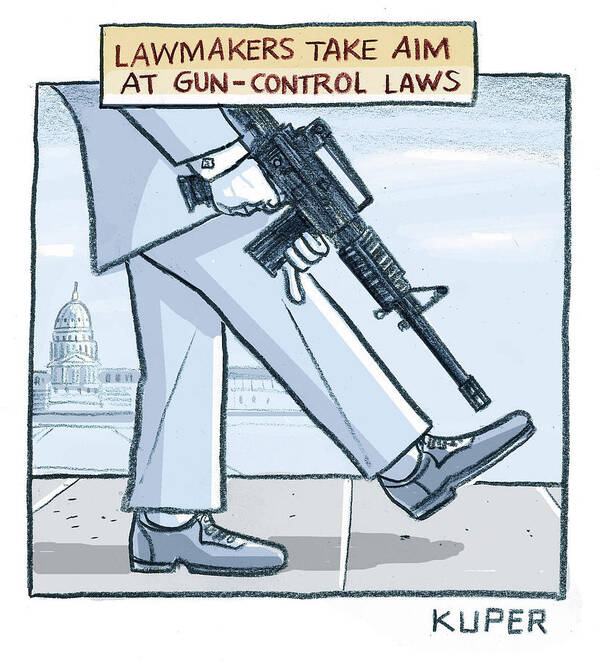 Lawmakers Take Aim At Gun-control Laws Art Print featuring the drawing Lawmakers take aim at gun control laws by Peter Kuper