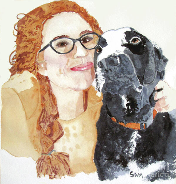 Girl Art Print featuring the painting Livvy and Amos by Sandy McIntire