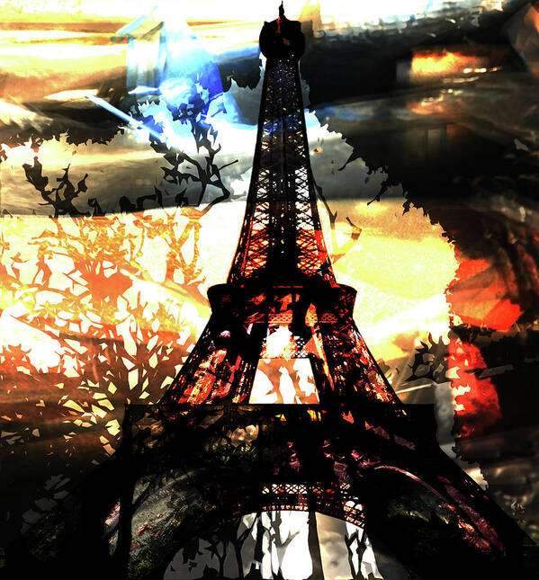 Eiffel Tower Art Print featuring the mixed media Paris Madame Eiffel by Bellanda