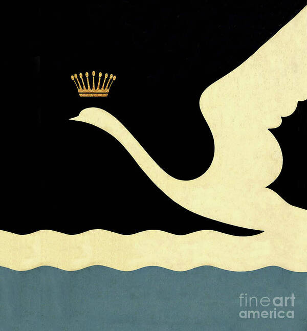 Swan Art Print featuring the photograph Minimalist Swan Queen flying crowned swan by Tina Lavoie