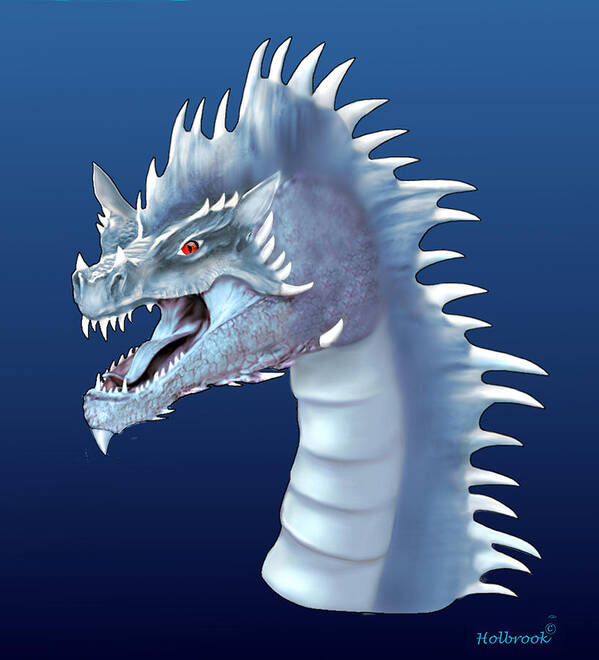 Dragon Art Print featuring the digital art Mystical Ice Dragon by Glenn Holbrook