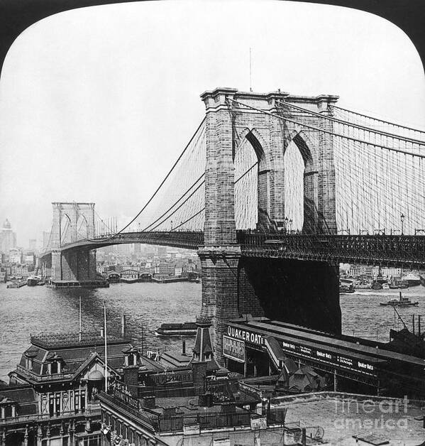  Art Print featuring the painting Brooklyn Bridge, 1901 by Granger