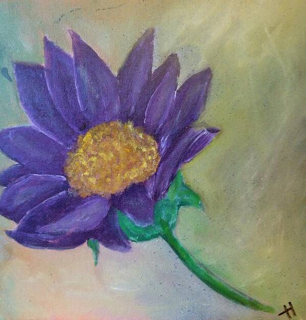 Daisy Art Print featuring the painting Purple Daisy by Teresa Henry