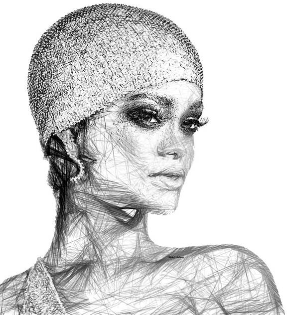 Rafael Salazar Art Print featuring the digital art Rihanna by Rafael Salazar