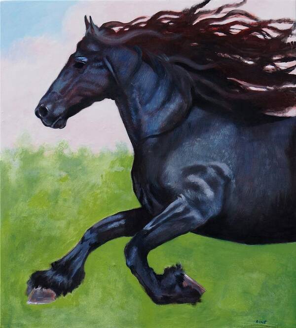 Horse Art Print featuring the painting Running Horse by Robert Bissett