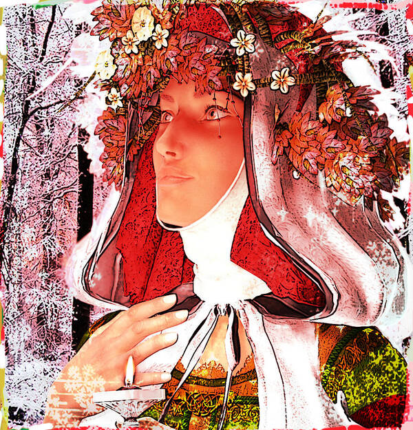 Saint Rose Of Lima Art Print featuring the painting Saint Rose of Lima Noel by Suzanne Silvir