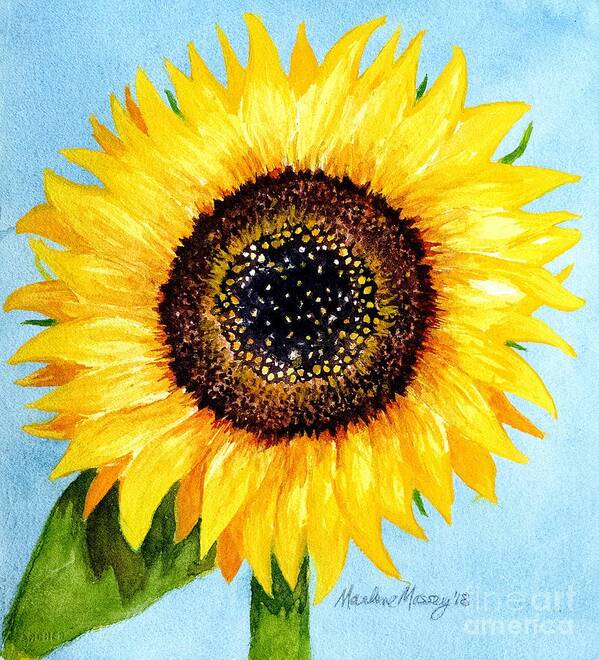 Sunflower Art Print featuring the painting Sunny by Marlene Schwartz Massey