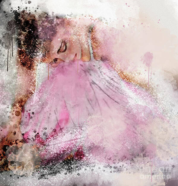 Ballerina Art Print featuring the digital art Water Colour Ballerina by Jim Hatch