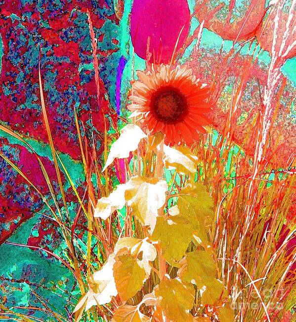 Sunflower Art Print featuring the digital art When Sunflowers Dream by Ann Johndro-Collins