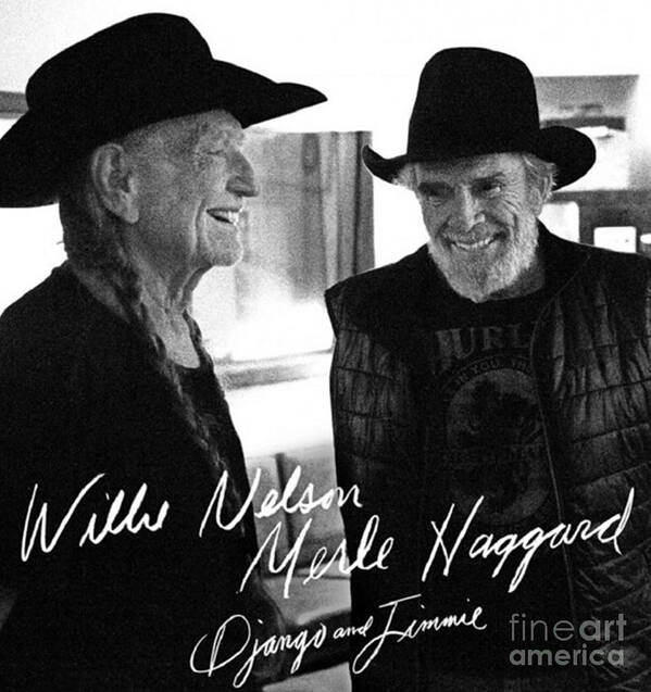 Willie And Merle Autographed Art Print featuring the painting Willie and Merle Autographed by Pd