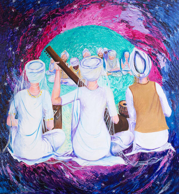 Yogi Ji's Sikhs Art Print featuring the painting Yogi ji's Sikhs by Sarabjit Singh