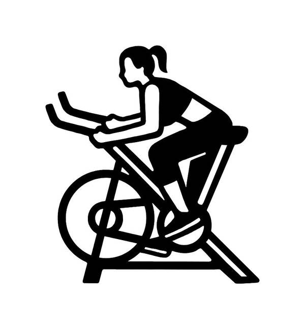 Activity Art Print featuring the drawing Woman Working Out on an Exercise Bike #3 by CSA Images