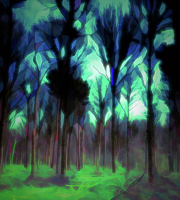 Abstract Art Print featuring the digital art Another World - Forest by Scott Lyons