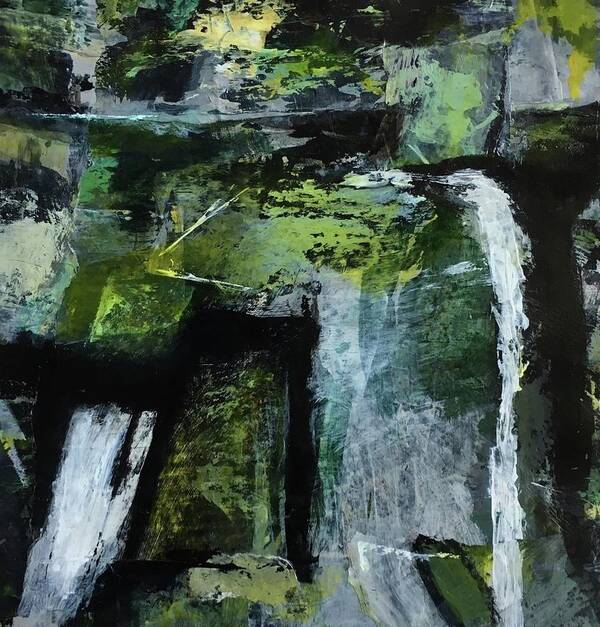 Contemporary Art Print featuring the painting Falling Water by Mary Sullivan