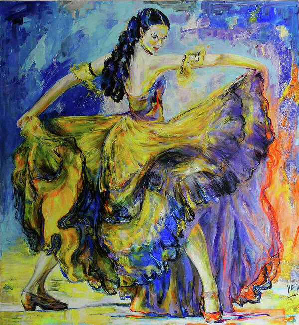 Flamenco Art Print featuring the painting Flamenco Dancer by Koro Arandia