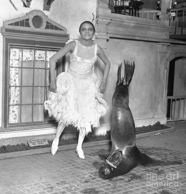 Child Art Print featuring the photograph Florence Mills Dancing With Seal by Bettmann